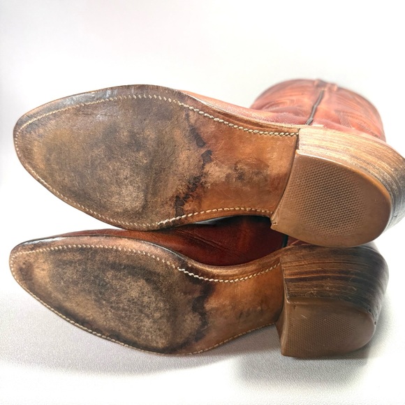 FRYE Bruce Vintage 90s Classic 3211 Brown Leather Cowboy Boots - Picture 5 of 14